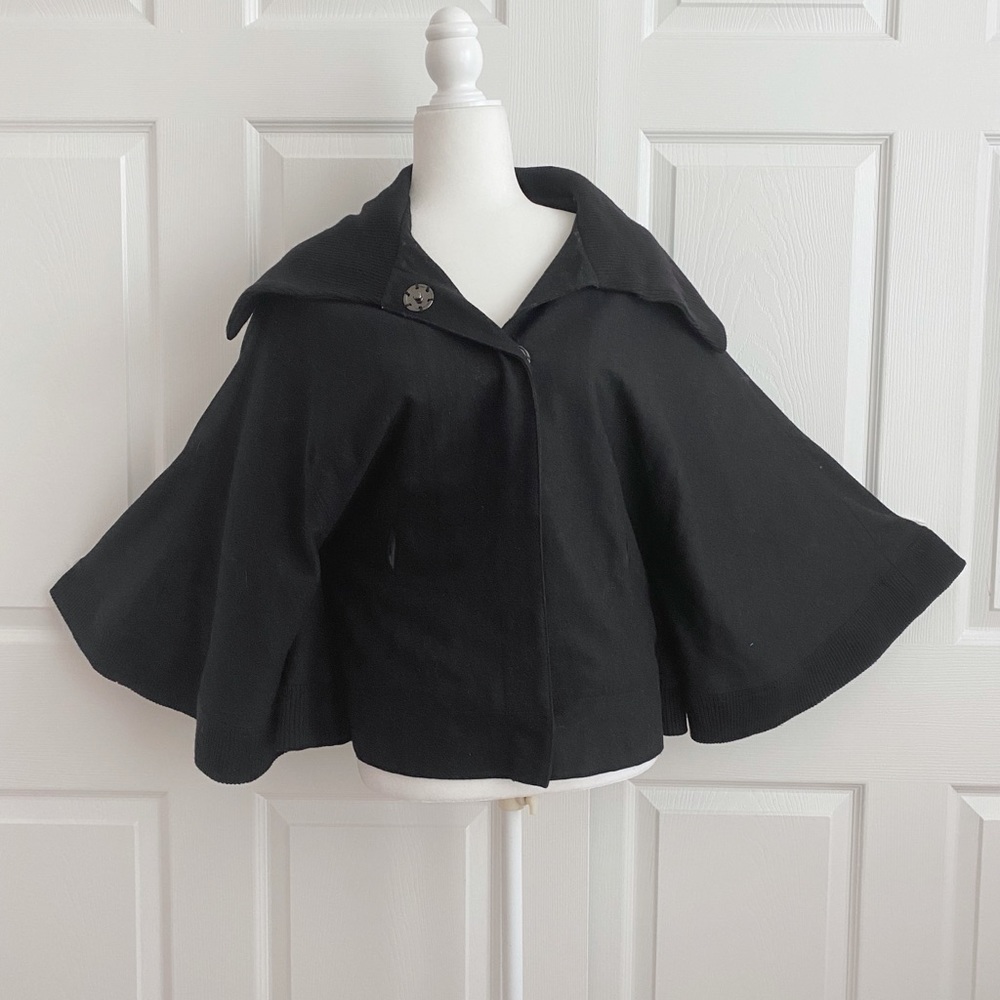 Free People Black Wool Cape Coat Jacket